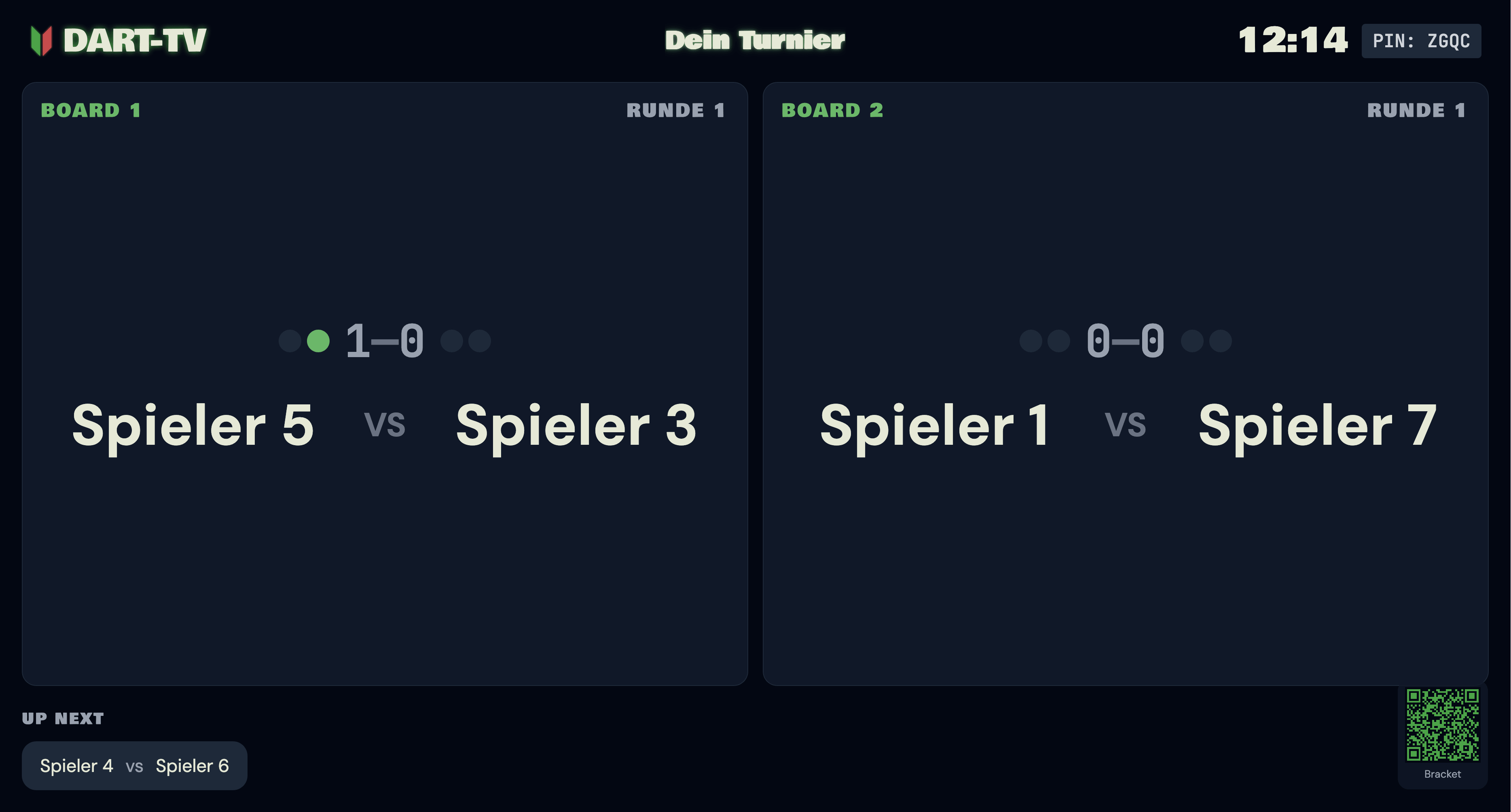 Live-Bracket in der TV-Ansicht am Fernseher